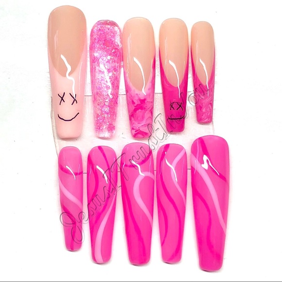 HAPPY FACE ☺️- XXL BALLERINA PRESS ON NAILS - Picture 3 of 12